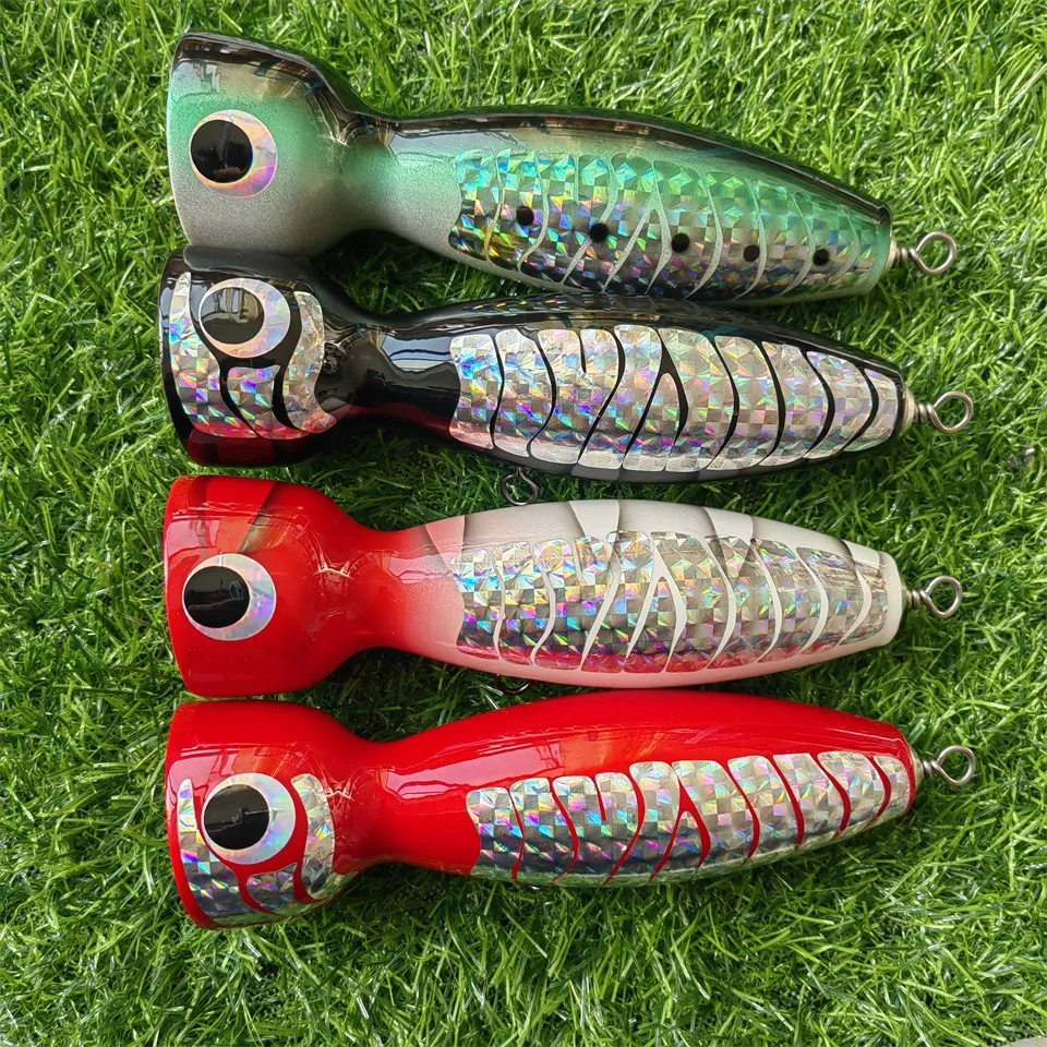 

MUKUN Wood Trolling Lure GT Topwater Surface Popper Stick Lure Saltwater Deep Sea Boat Fishing Lures Tackle Swimbait 16CM 110G