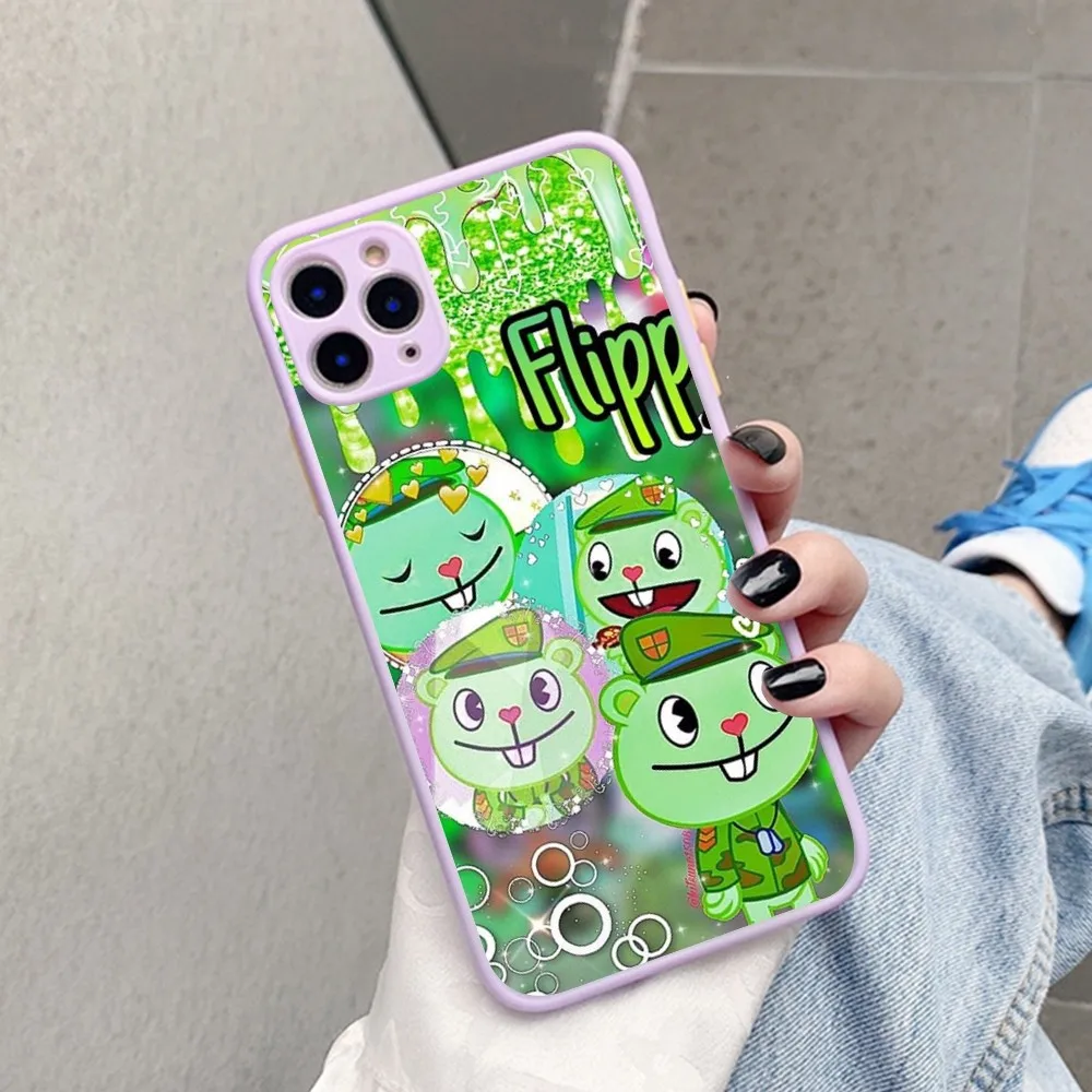 Etui na telefon Happy Tree Friends do iPhone 14 11 12 13 Mini Pro Max 8 7 Plus X XR XS MAX Półprzezroczysty matowy pokrowiec