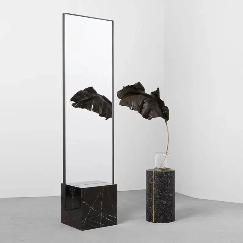 A Nordic natural marble full body bedroom living room floor clothing store rectangular fitting mirror