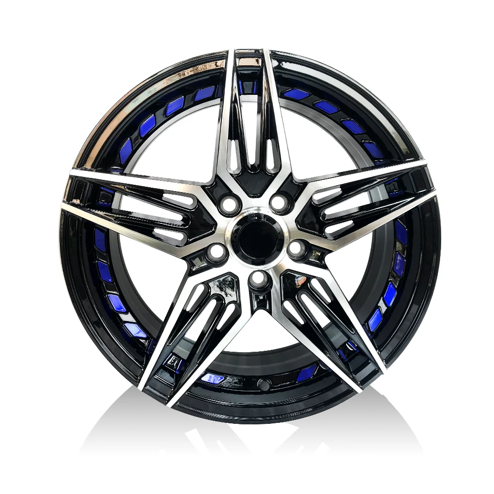 Smooth Union New Bright Aluminium Alloy Casting Wheels 15x6.5 Inch 4/5/8 Holes Red Inner Ring Passenger Car Wheel Rims