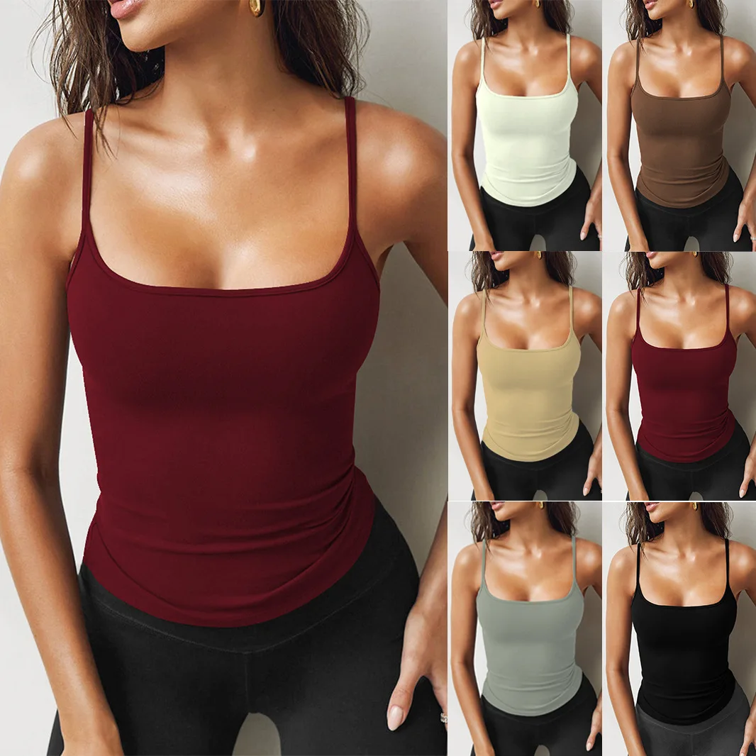 

Summer New Sle Spicy Girl ort Tank Top Milk Silk Slim Fit Base Layer Csole Women's Faion Polyester Fiber Inner Wear
