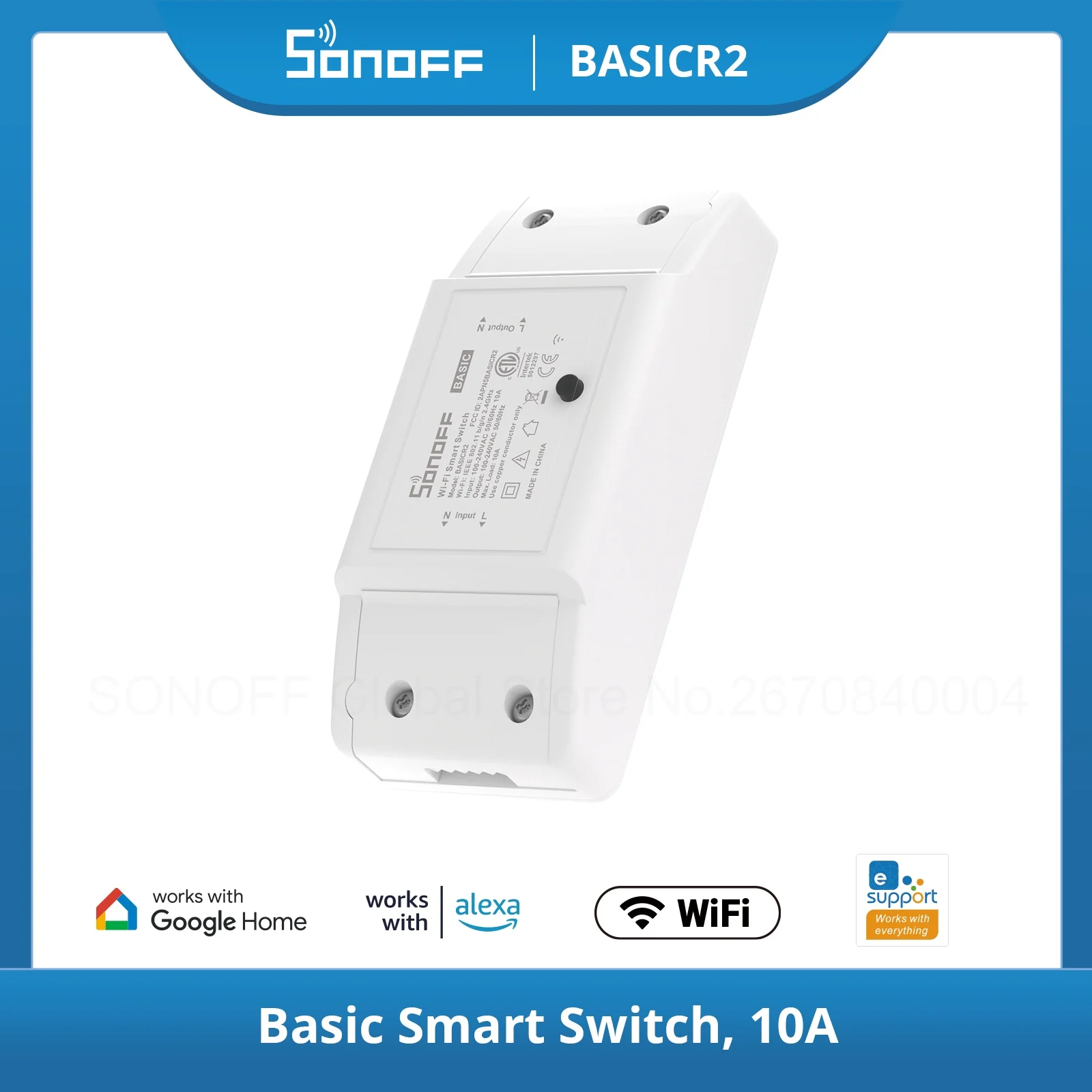 Sonoff BASICR2 Wifi DIY interruptor inteligente Control remoto hogar inteligente eWeLink APP Control funciona con Alexa Google Home