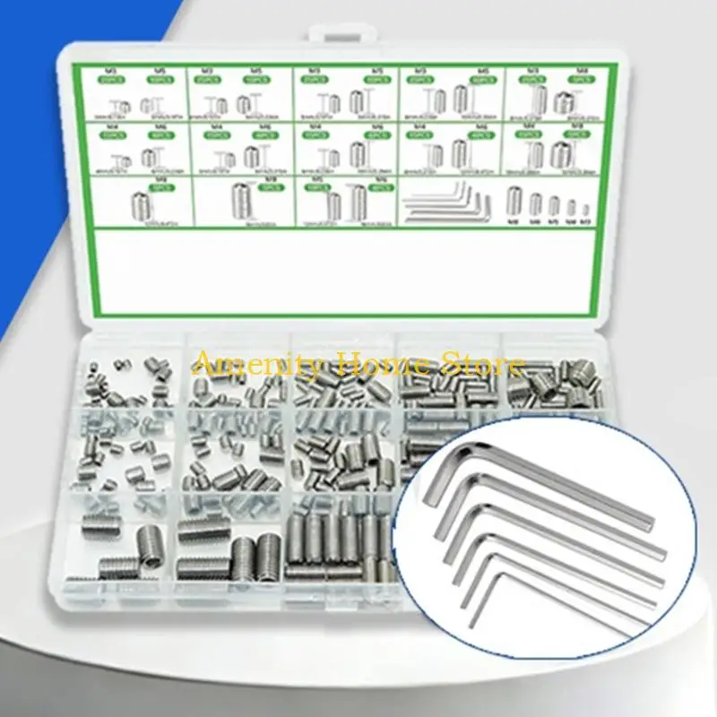 F26C Equipment Installation Set Screws, 300 Fully Threaded Fasteners with Recessed Drive and Clear Compartment Storage Case for