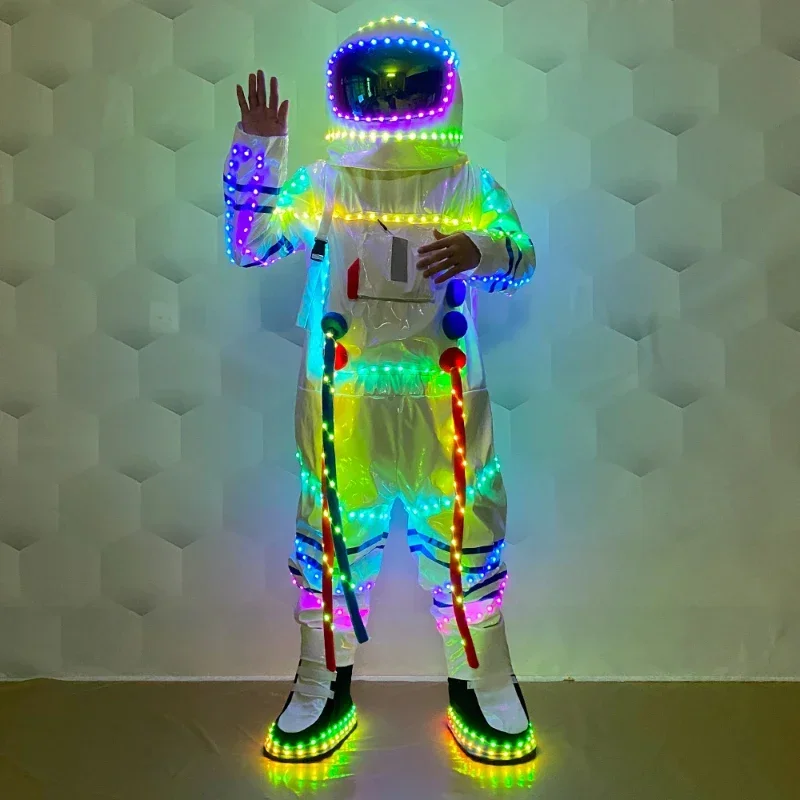 LED Space Suit Dance Performance Wear Interactive Atmosphere Luminescent Costume Props Festive Party Glow-in-the-dark Supplies