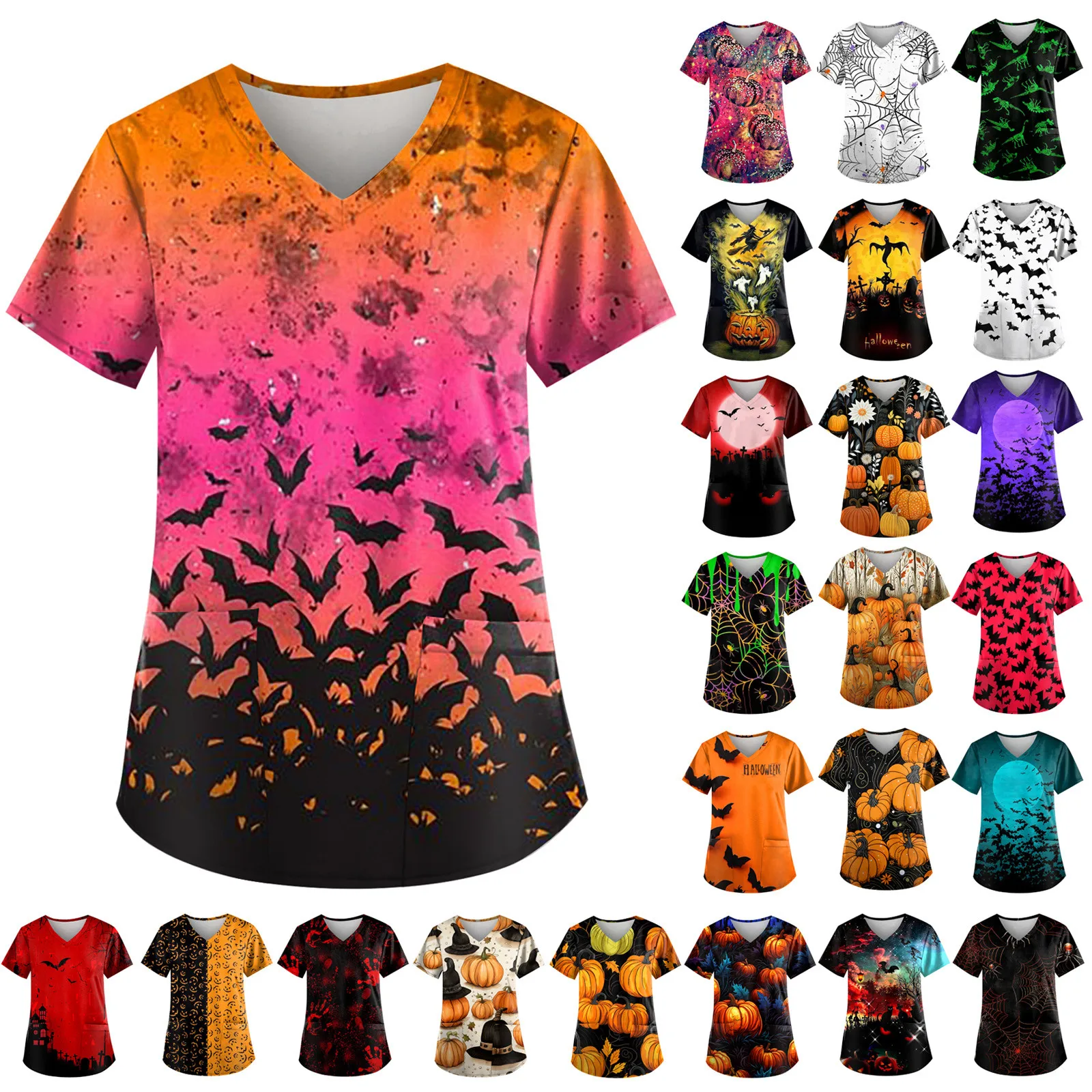 Halloween Bat Pattern T-Shirt Women 3d Print Short Sleeve Casual Top Trendy Festival Costume Party Clothing Halloween Themed - view 2