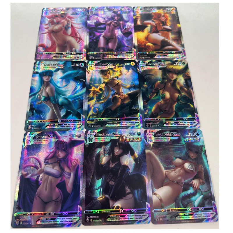 9Pcs/set Pokemon Diy Self Control Collect Signature Trading Flash Card Anime Cartoon Gift Original Series
