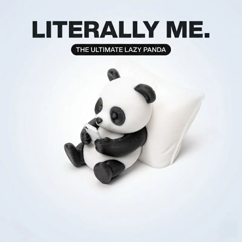 Funny Lazy Panda Figurine 3D Printed Animal Statue Phone Scrolling Desk Decor Cute Office Gift For Coworkers & Gamers