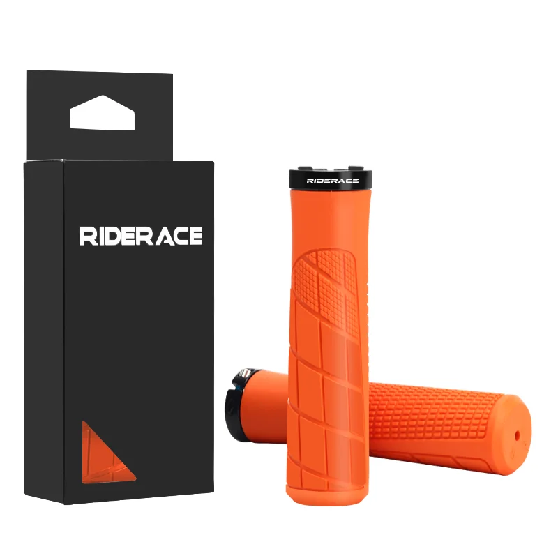 RIDERACE Mountain Bike Handlebars Grips TPR Rubber Ergonomic Mtb Bicycle Handle Bar Bmx Steering Grip Anti-skid Comfy Bar Ends