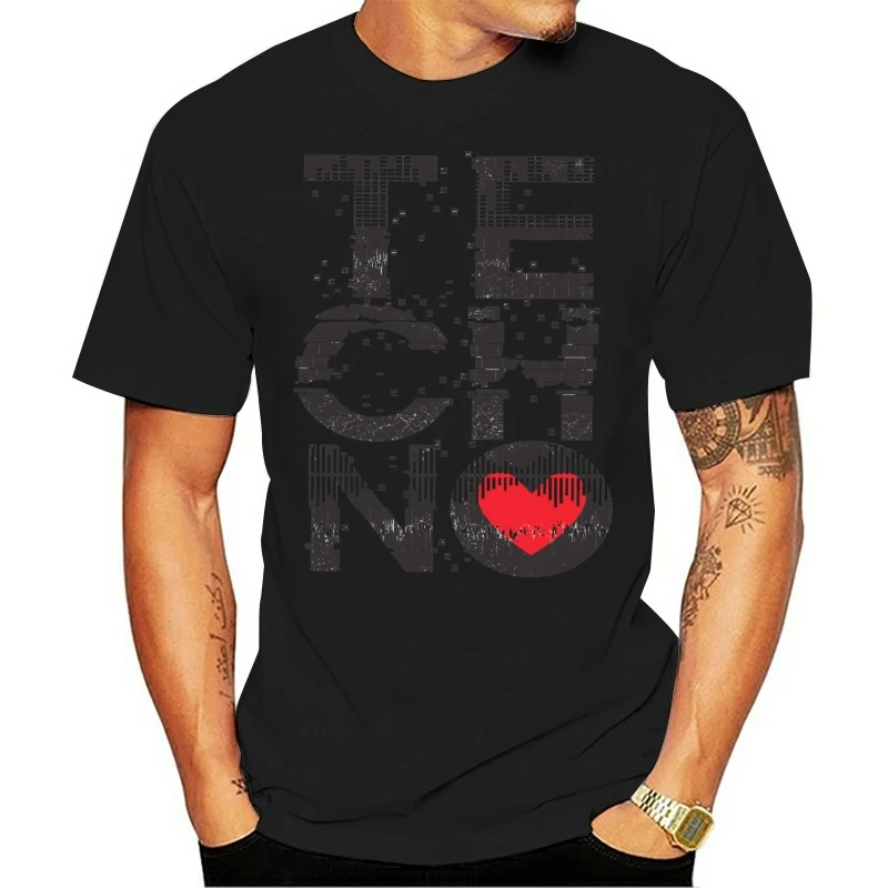 Love Techno t-shirt Men Music Personalized White T Shirt Costumes Teenager Round Neck Original Detroit Techno Tops