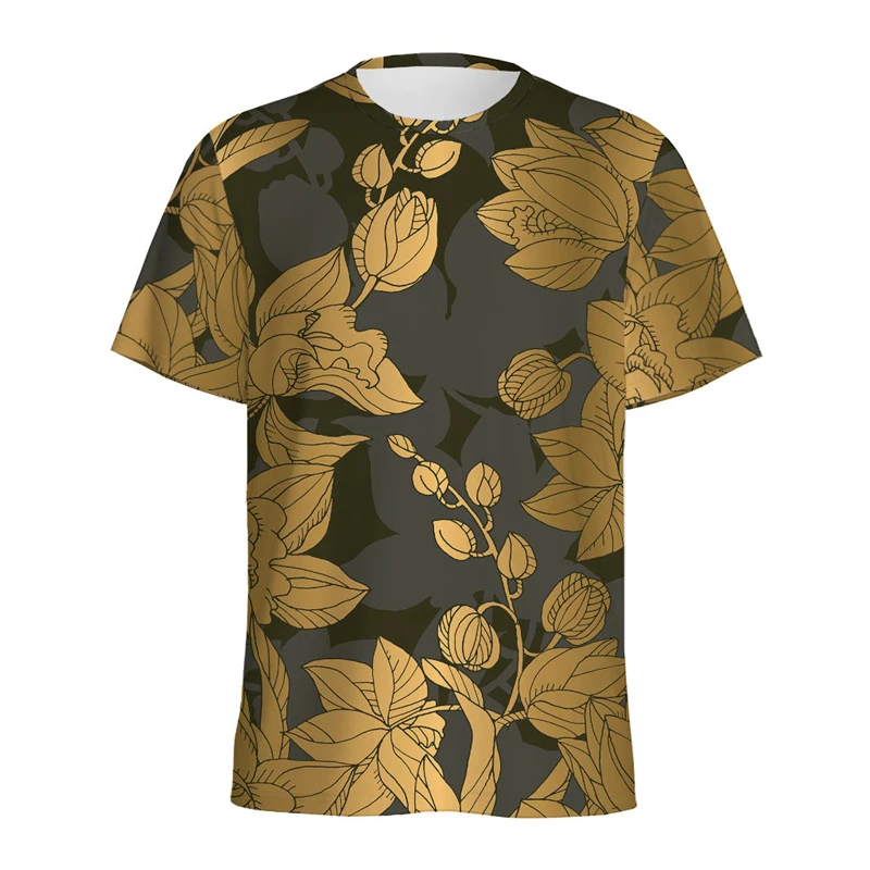 Camisetas con estampado de orquídeas de hibisco para hombre y mujer, camisetas informales con estampado Floral en 3D, camisetas de gran tamaño con cuello redondo de tendencia