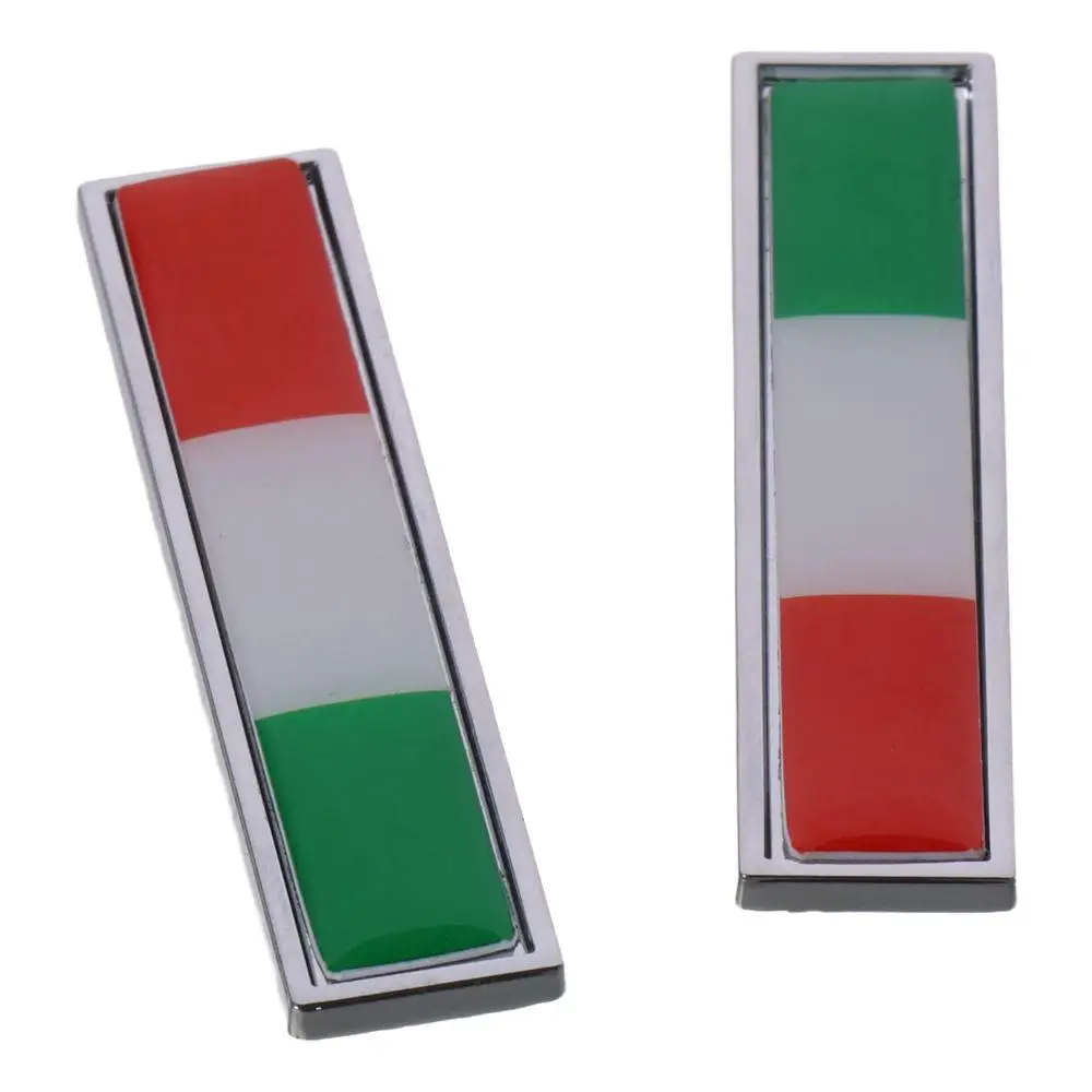 2 PCS Mini Italian Italy Flag Emblem 2.28x0.55in Green White Red Tricolor Car Fender Emblem Badge Car Sticker Decals