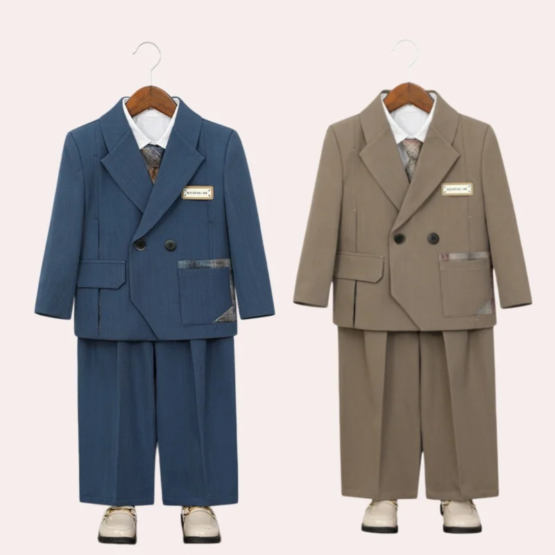 Children's Suit Set Kids New British Style Formal Wear For Wedding Boys Birthday Graduation Ceremony Party Performance Costume