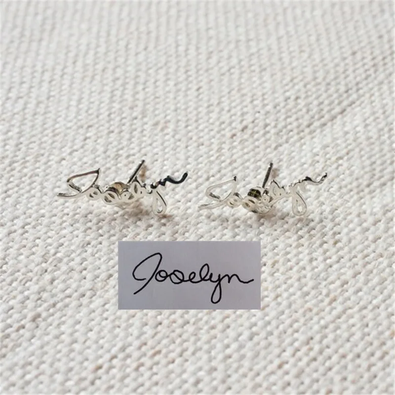 

1 Pair Custom Name Earrings For Women Personalized Handwriting Art Name Earrings Stainless Steel Jewelry Valentine’s Day