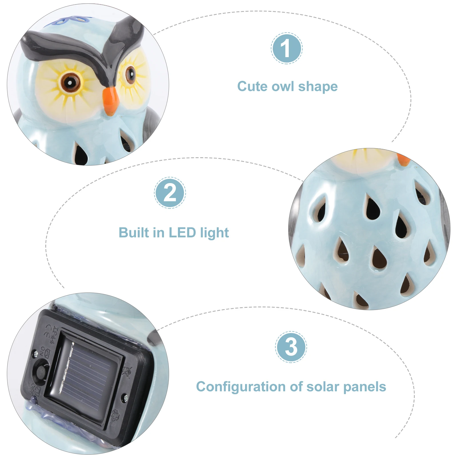 

Night Light Lawn Owl Solar Powered Outdoor Resin Lamp Decorations LED Blue Garden