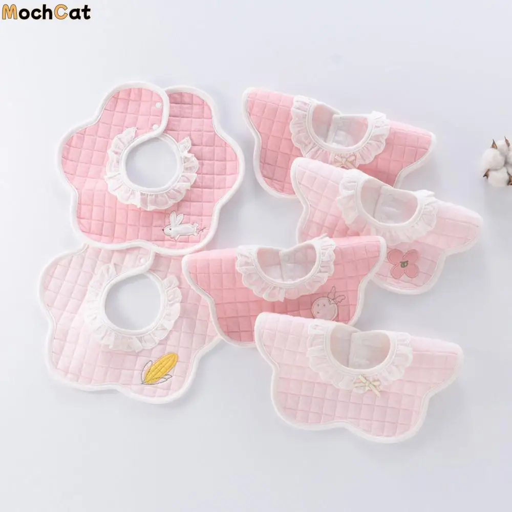 

Apron Round Neck Lace Bib Drool Stuff Bibs Saliva Towel Baby Muslin Bibs Petals Stereo Burp Cloth Korean Style Cotton Bibs