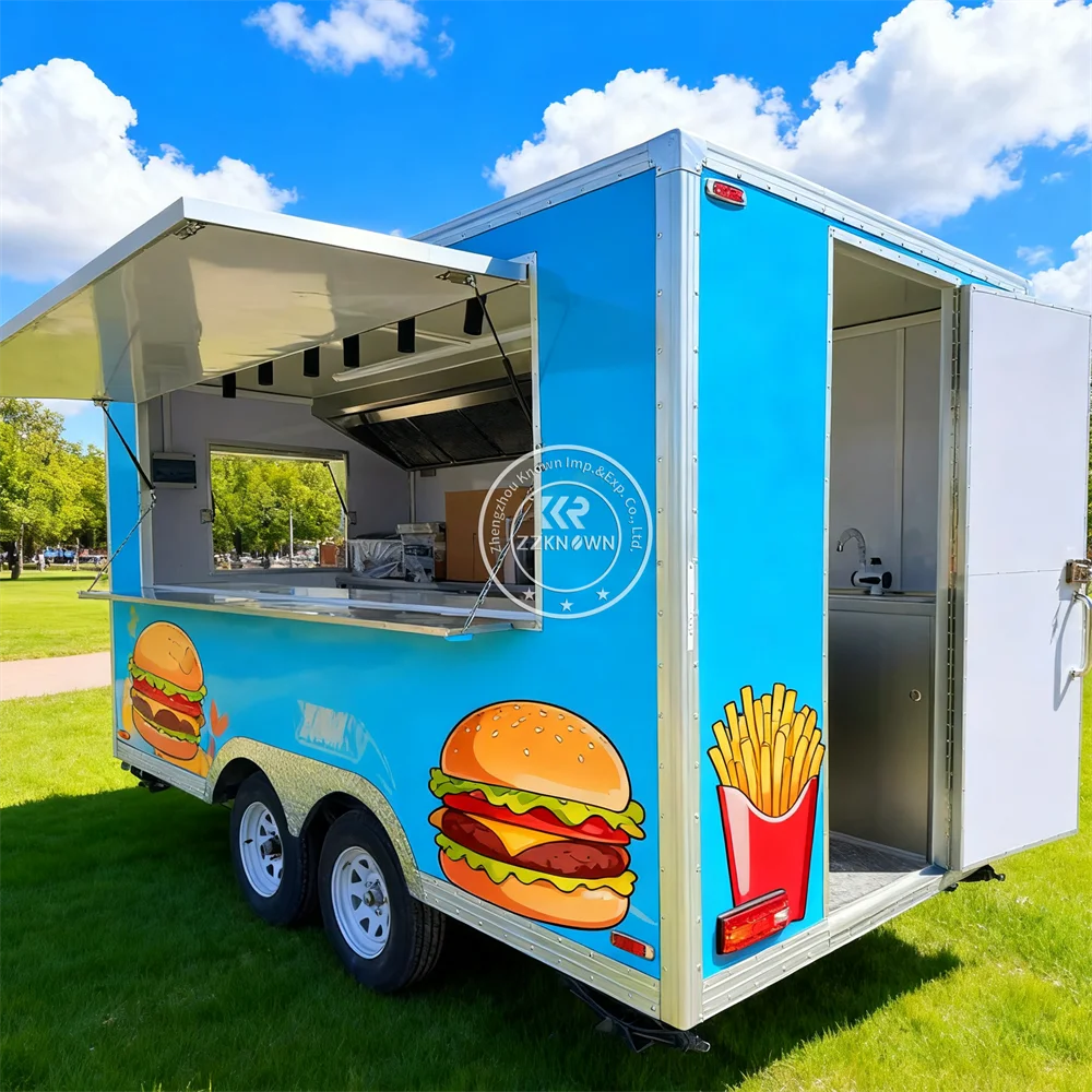 

Street Catering Trailer Food Trailer Fully Equipped Mobile Ice Cream Cart Street Concession Coffee Food Truck With Full Kitchen