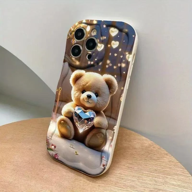 Cartoon Bear Heart 2D Pattern Phone Case For Samsung Galaxy S26 S25 S24 FE S22 S23 Ultra Plus A56 A55 A37 A36 A27 A26 A16 Cover view 2