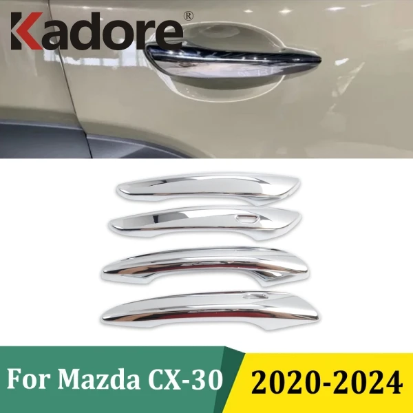

For Mazda CX30 CX-30 2020-2023 2024 Chrome Side Door Handle Catch Cover Molding Trim Protection Car Styling Exterior Accessories
