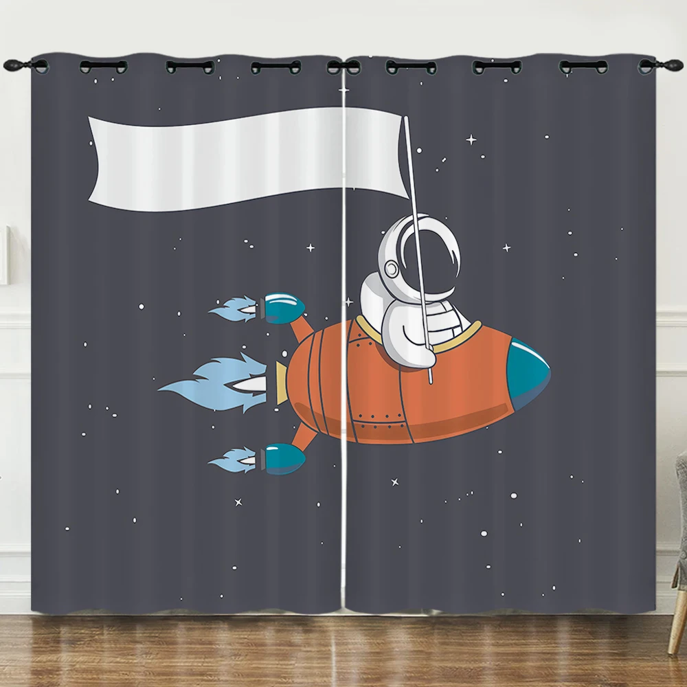 Astronaut Window Curtains for Bedroom Living Room Cosmonaut Spaceman Windows Drapes Outer Space Adventure Curtains Science