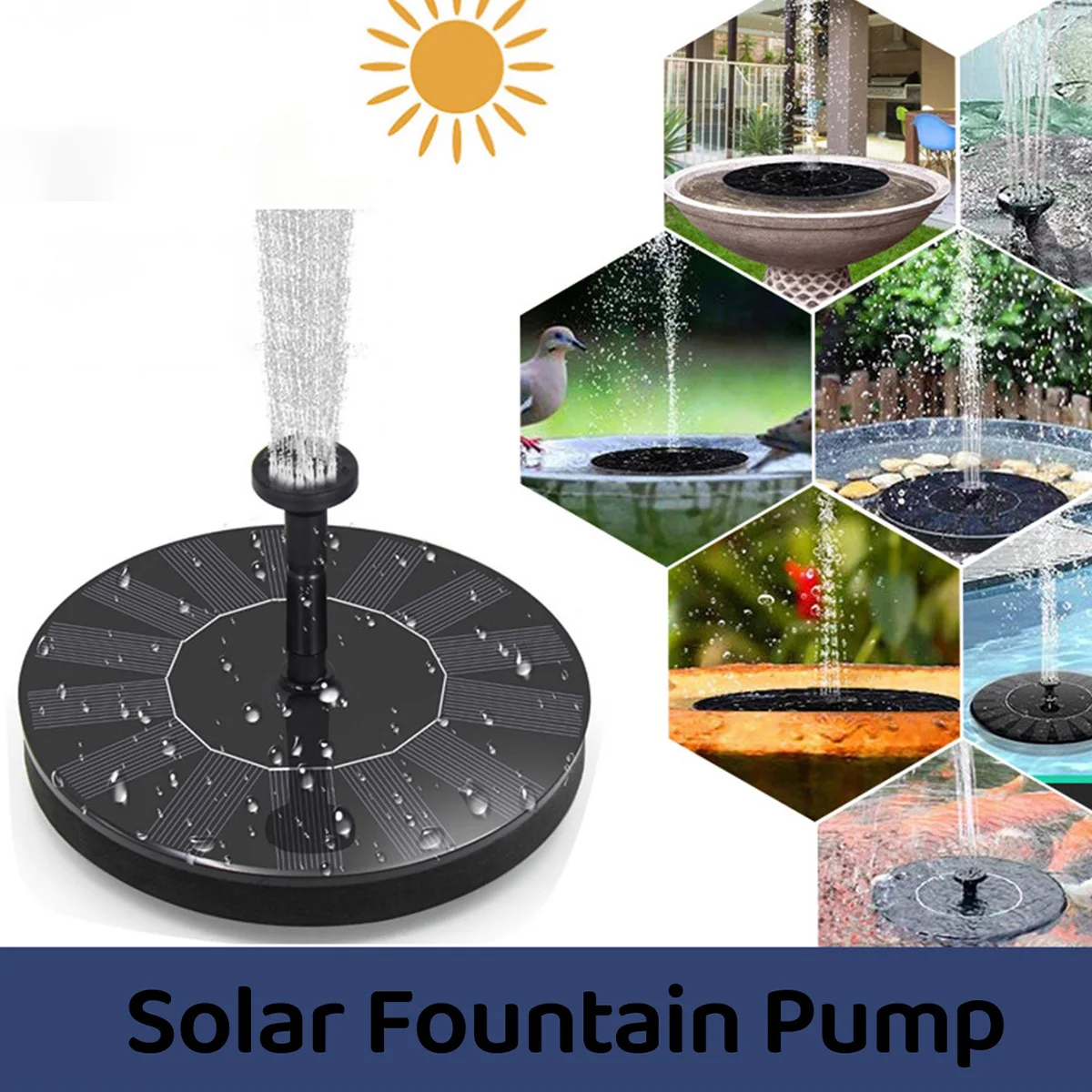 1Pc Solar Fountain Pump, Solar Fountain For Bird Bath Free Standing Floating Water Fountain Solar Powered Fountain Pump For Bird