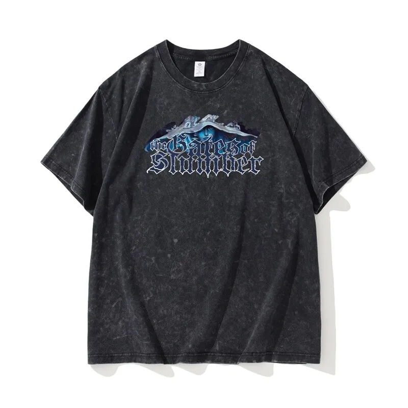 3D Print Cotton Washed T Shirt For Men Thermal Transfer Loose Fit Summer High Quality Dropped Shoulder Sleeve Oversize Camisetas