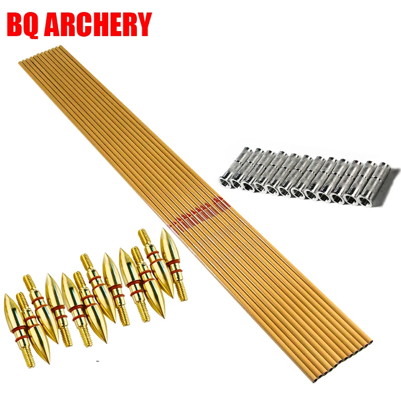 

Стержень для стрельбы из лука из чистого углерода, бамбуковая кожа, позвоночник 300, 400, 500, 600, 75 г, наконечники, блочный лук, охота, стрельба, 12 шт.