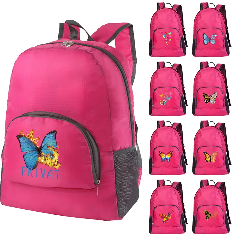 

Butterfly Print Folding Backpack Outdoor Ultralight Portable Riding Camping Mountaineering Lightweight New Travel Hiking Daypack