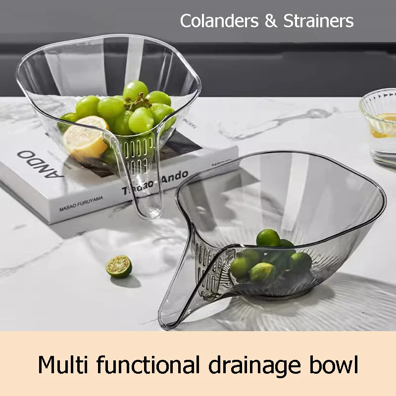 

Multifunctional drainage bowl household sink vegetable basin kitchen fruit cleaning plate PET kitchen gadget Colanders Strainers