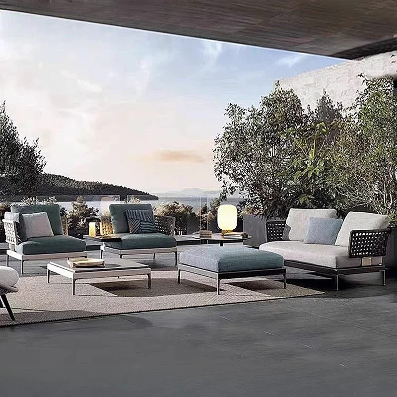 أريكة فناء الكرمة النسيج مزيج فيلا فندق شرفة أشعة الشمس نموذج غرفة حديقة أرضية معلقة