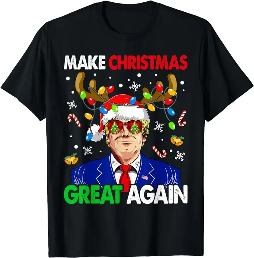 Make Christmas Great Again Funny Trump Ugly Christmas Men T-Shirt Family Holiday Gift T-shirts Women Men Clothing Tee Tops