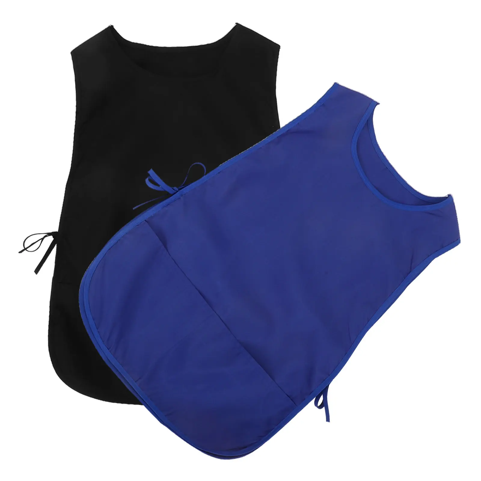 2Pcs Work Apron Sturdy Polyester Adjustable Straps Kitchen Barbers Chefs Cleaners Utility Vest with Pockets Professional