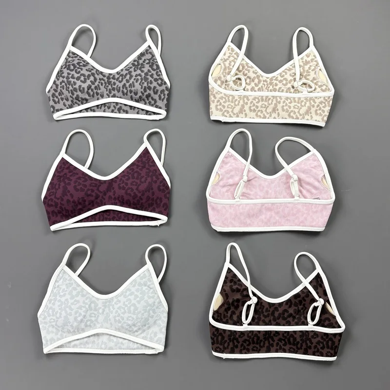 Sports Leopard Print Bra WOmen Seamless Breathable Backless Gym Top Push Up Quick Dry Yoga Bra Running Fitness Workout Clothes