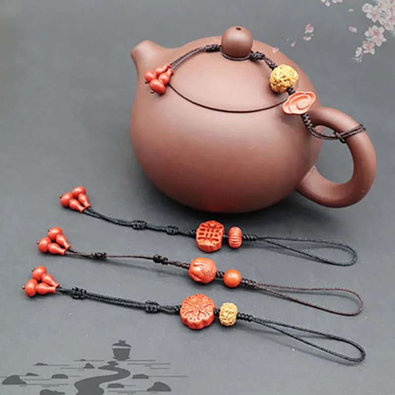 Teapot rope, stationery, handmade accessories, high-quality purple clay pot, ceramic cup cover, anti falling creative cinnabar