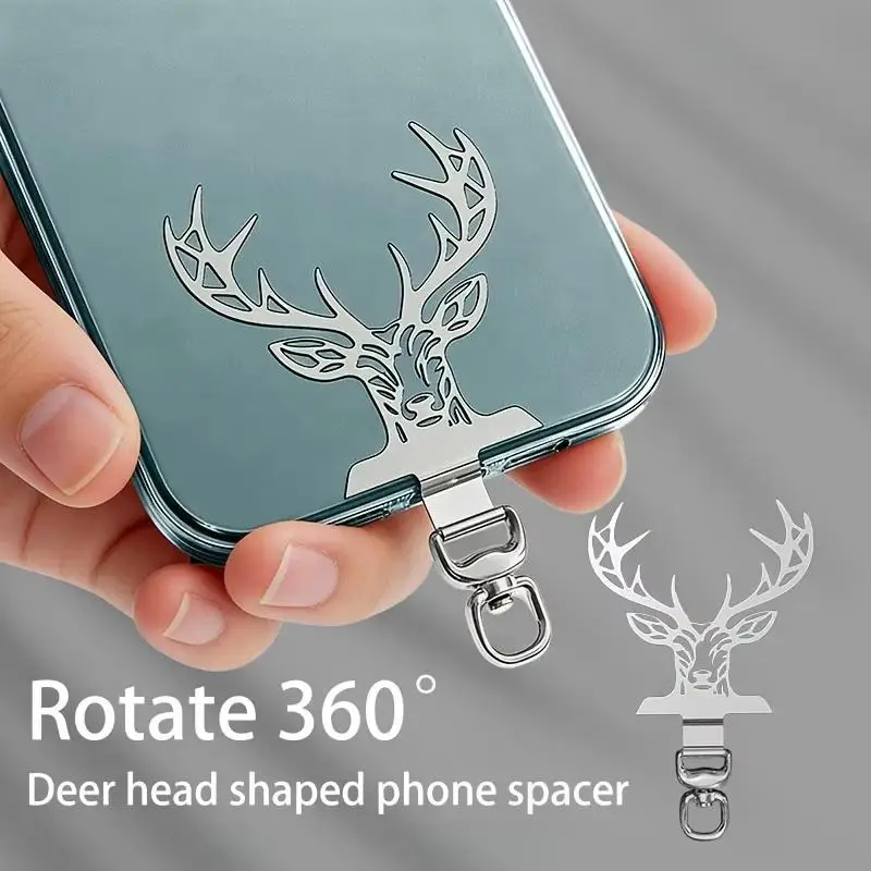 Mobile Phone Lanyard Gasket Metal Stainless Steel Clip 360 Degree Rotatable Ultra-thin Phone Case Hanging Clip Patch With Buckl