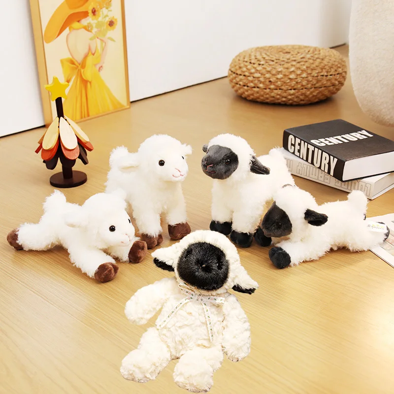 20cm Cute Small Stuffed Animal Lamb Plushies Kawaii Black Face Sheep Doll Lying Standing Pose Soft Plush Toy Lovely Gift