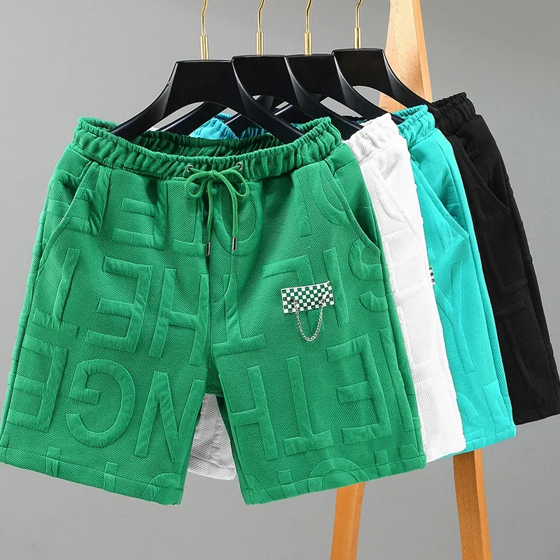 Letters Size 5XL 6XL 7XL New Fashion Knitted Shorts Men Comfortable Elastic Waist Breathable Trousers