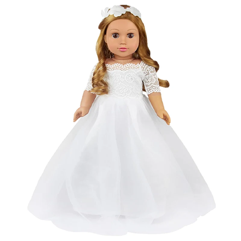 18 Polegada/45cm boneca vestido de casamento branco com corolla e terno preto boneca vestido de renda renascimento boneca nascido roupas de bebê presente da menina