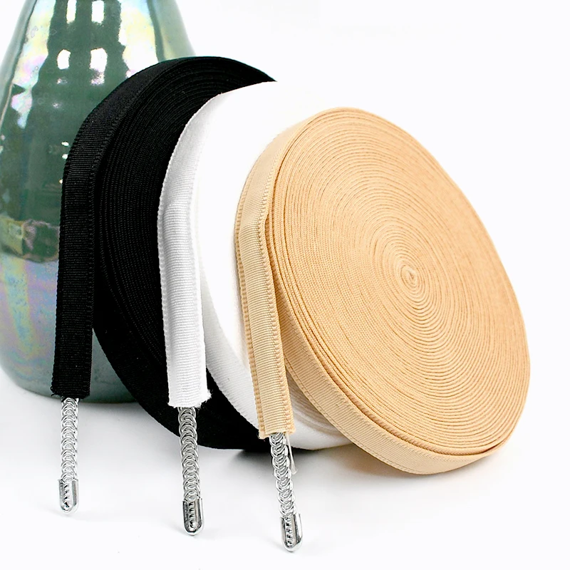 5/10/20M Bra Underwear Steel Ring Protective Ribbon 10/15mm Tubular Nylon Ribbons Underwire Channeling Decorative Lace Sew  Trim