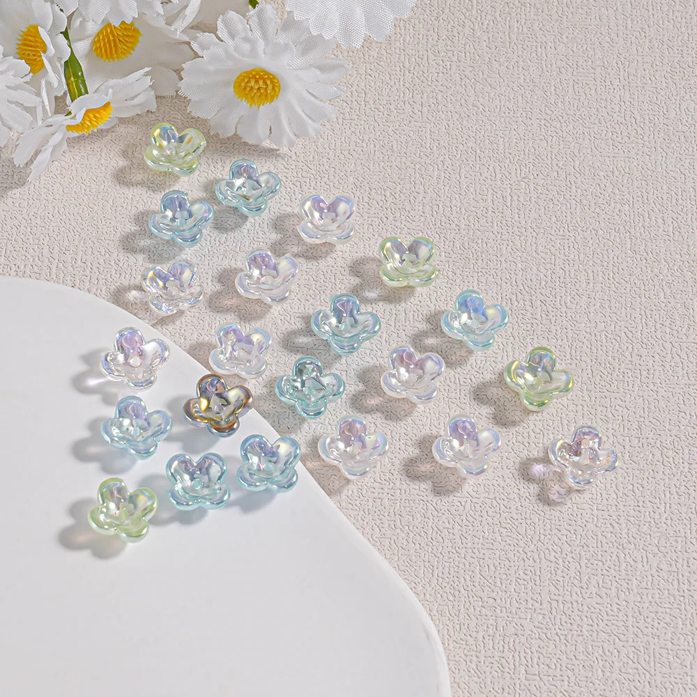 

40pcs Acrylic Petal Spacer Beads Transparent Necklace Earrings Bracelet Loose Beads Diy Key Chain Jewelry Making Findings