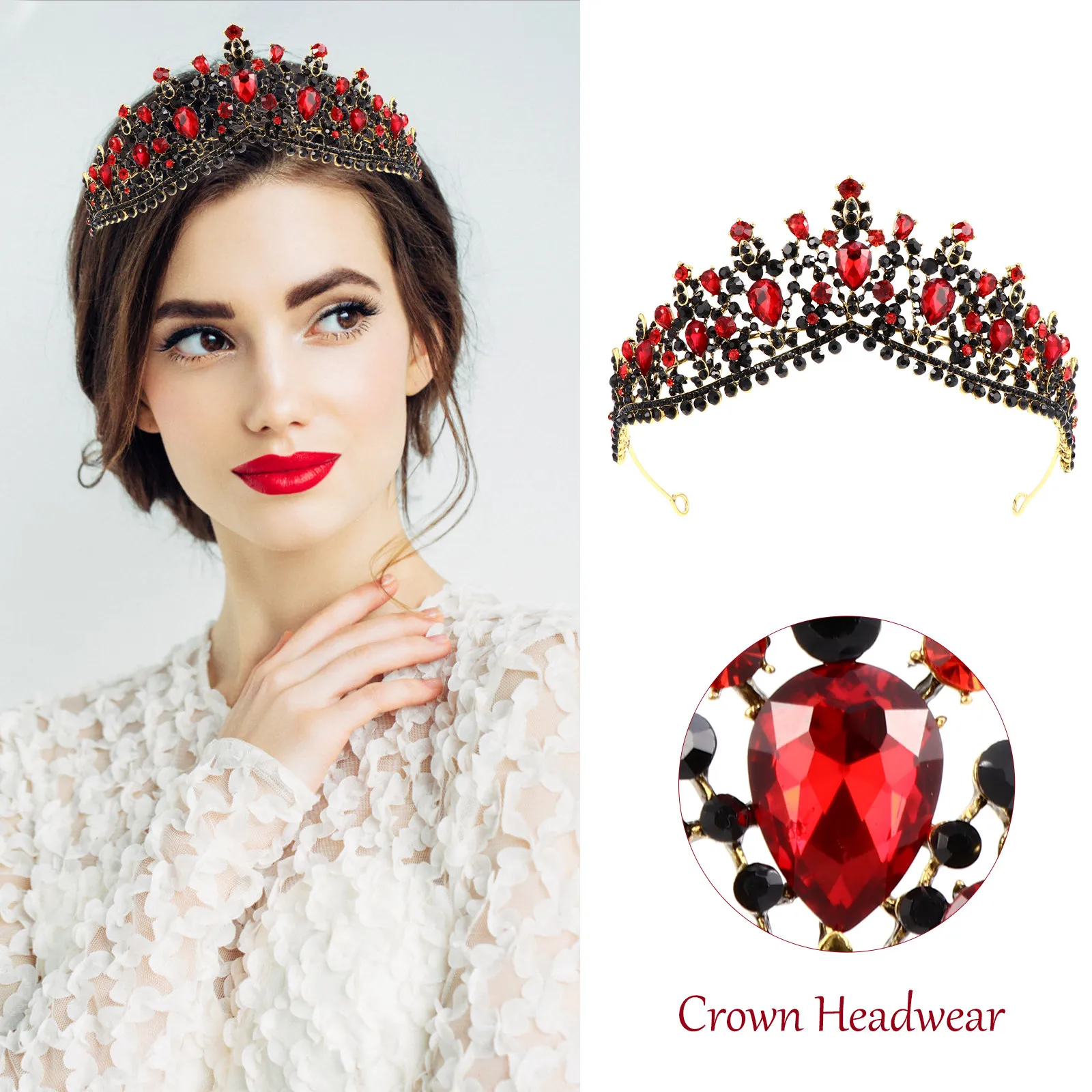 

Блестящая корона-тиара в стиле барокко со стразами, свадебный головной убор, модный аксессуар для вечеринок, сверкающее украшение для волос