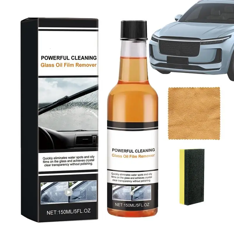 

Window Cleaning Agent 150ml Dirt Stain Remover With Towel And Sponge Car Window Cleaner Tool