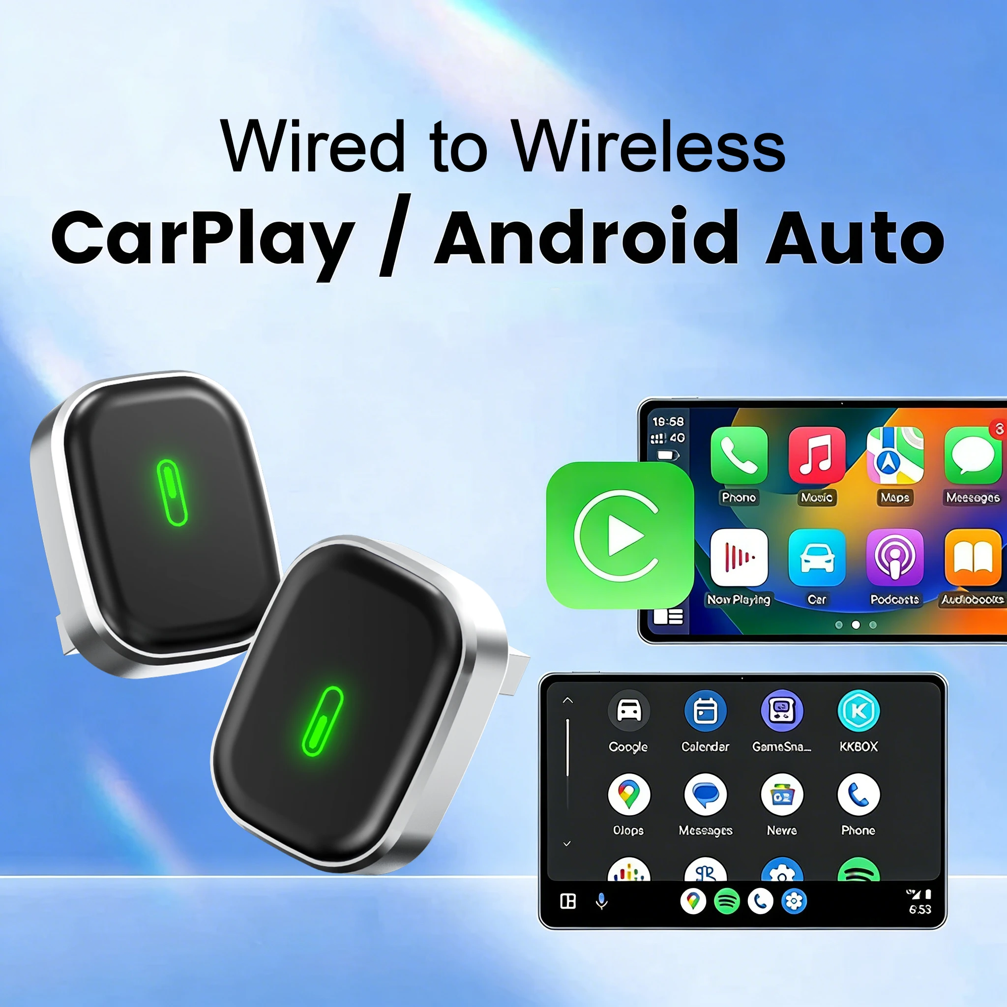 Wireless CarPlay Adapter Android Auto Adapter Wired to Wireless Dongle 2 in 1 USB AI Car Accessories for VW Haval Audi Kia Benz