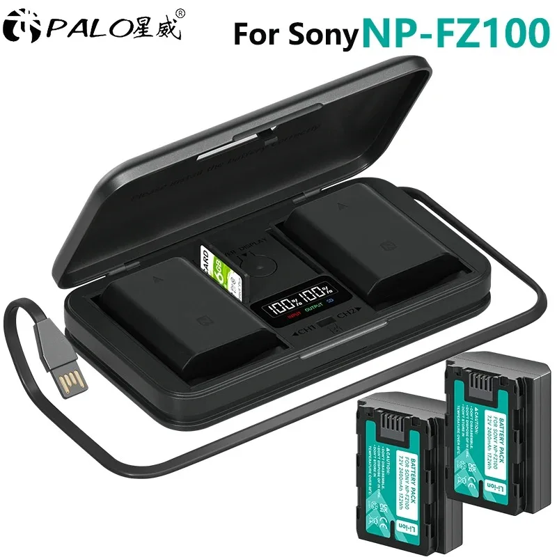 2400 mAh NP-FZ100 NPFZ100 NP FZ100 Akku + LCD-Aufbewahrungskoffer-Ladegerät für Sony FX30, A9M2, A7S3, A7R5, A7R IV, Alpha A7III Kameras