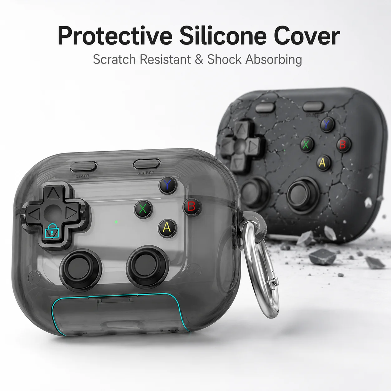 Transparent Silicone Earphone Case with Cleaning Pen And Keychain Anti Shock Wireless Earbuds Protective Cover Game Controller S