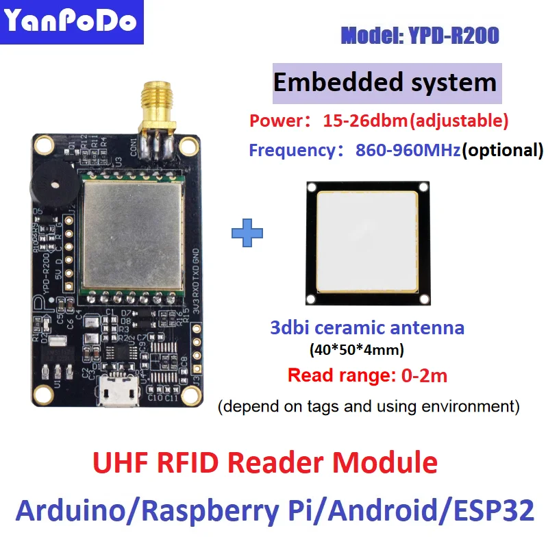 Yanpodo UHF RFID Module Board 1-15M Long Range RFID Module UHF Reader Raspberry Pi Android With USB TTL UART Free SDK