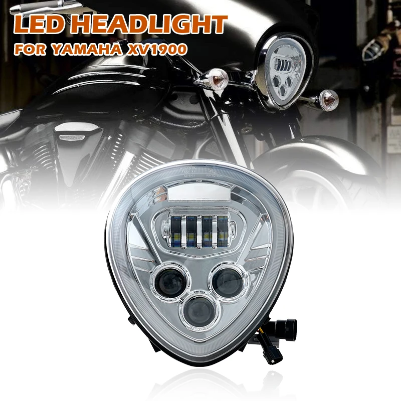 Chrome Motorcycle LED Headlight For for Y-amaha XV1900 2006-2017 for Stratoliner/Midnight Star/Roadliner/Raider headlight