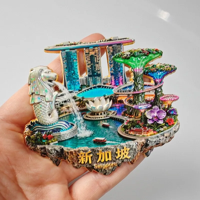Singapore Fridge Stickers Metal Alloy Material Marina Bay Sands Merlion Fridge Magnets Birthday Gifts