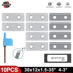 Wood Lathe Tool 30mm Carbide Insert 10pcs 30x12x1.5mm 35D 4-3 Square Insert for Surfacing Groove Helical Planer Cutter Head