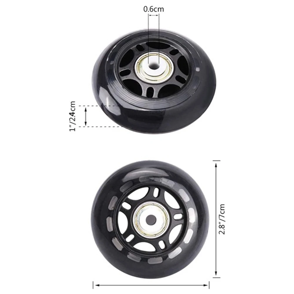 4Pcs Roller Skates Non-Flashing Wheel Skate Wheel 70X24mm Bearing Skate Accessories Non-Slip