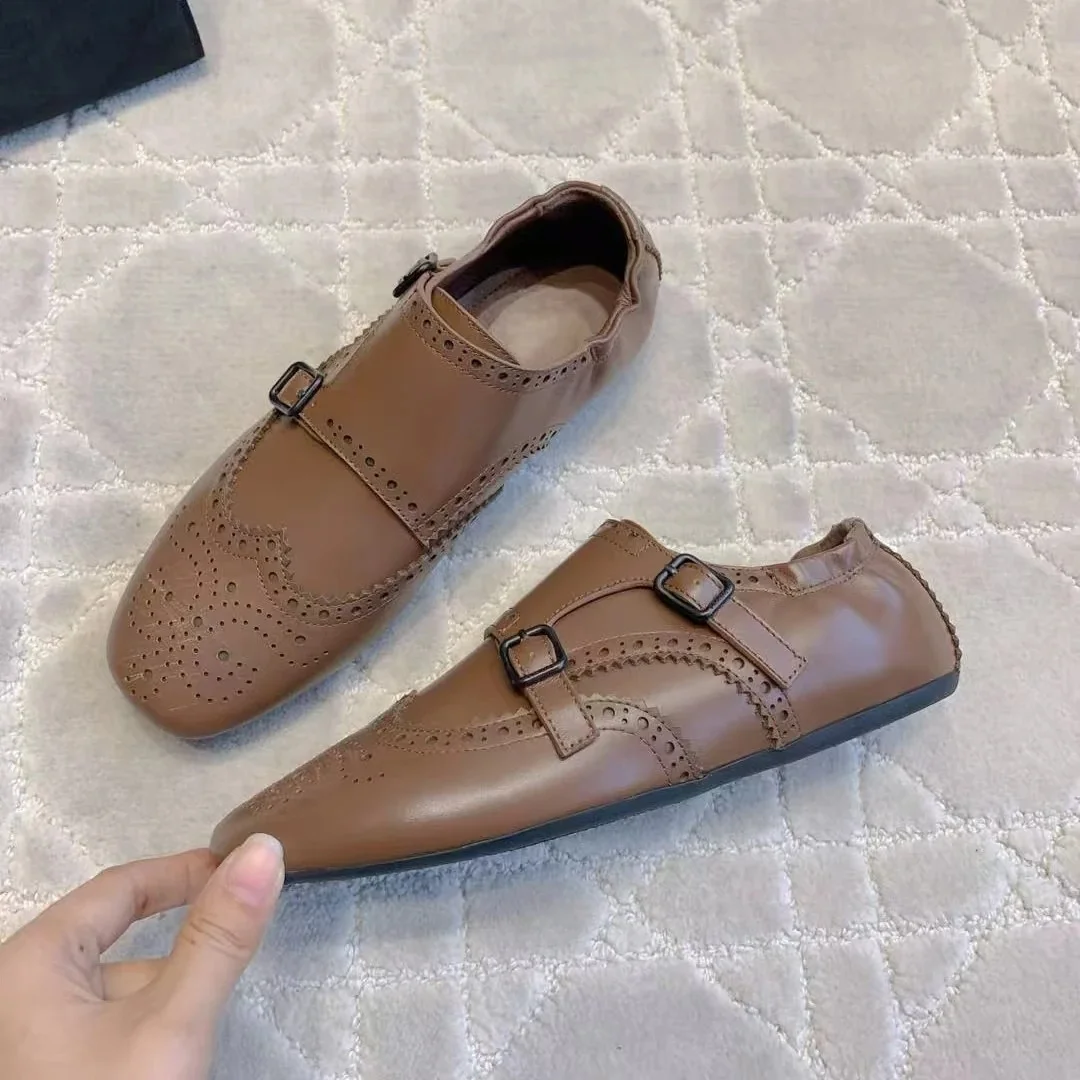 

2025 New Arrival Spring Lovely Genuine Leather Round-Toe Mary Janes Mix Colors Ballet Dance Shoes Boat Shoes Zapatos De Mujer